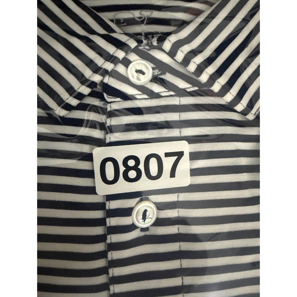 Vineyard Vines Performance Golf Polo L Blue White Stripe Whale Logo Men's - Picture 8 of 8